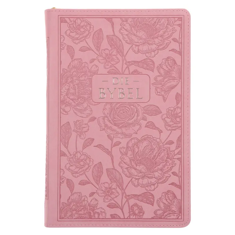 Nlv Pink Floral Art Leather Standard Bible With Zip And Thumb Index 1