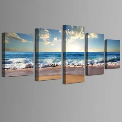 Ocean Seascape Wall Art – 5-Panel Canvas Print Set Inspired By Coastal Scenery 1