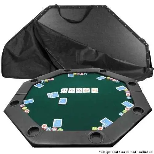 Octagonal Poker Table – Padded Green Felt Top With 8 Built-In Cup Holders 1