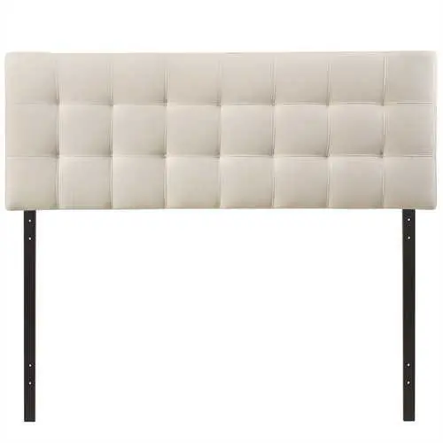 Off-White Ivory King Headboard With Button-Tufted Fabric Upholstery 1