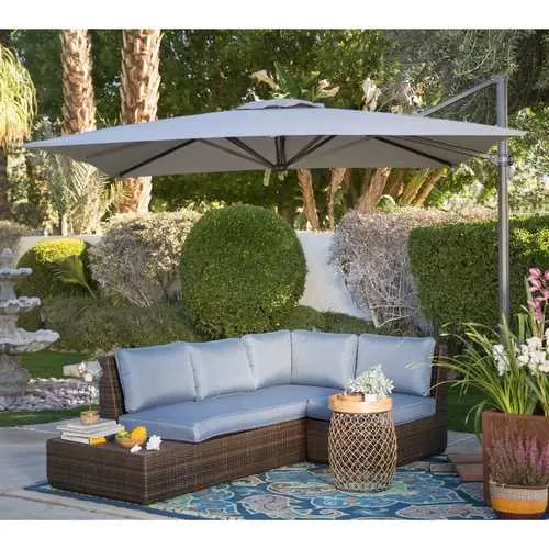 Offset Patio Umbrella – 8.5-Foot Mocha Canopy With Bronze Pole 1