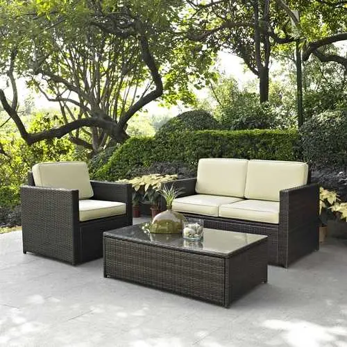 Outdoor Patio Set: Loveseat, Armchair & Cocktail Table (3-Piece) 1