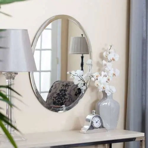 Oval Beveled Vanity Mirror – Frameless 36-Inch Wall-Mounted Bathroom Accent 1