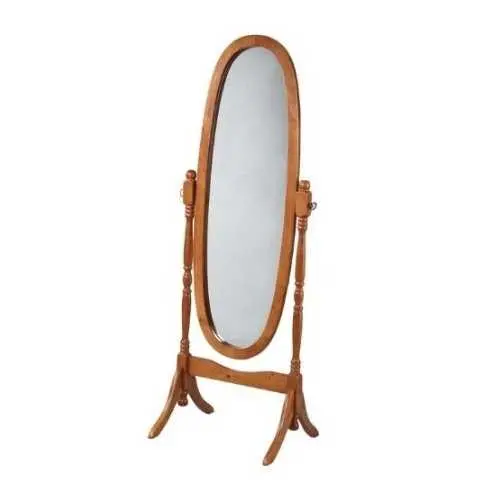 Oval Full-Length Cheval Mirror – Elegant Oak-Finished Standing Dressing Mirror 1