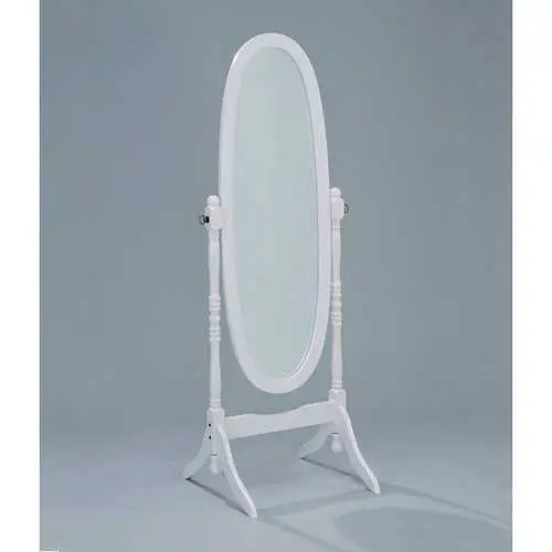 Oval Full-Length Cheval Mirror In Matte White Finish 1