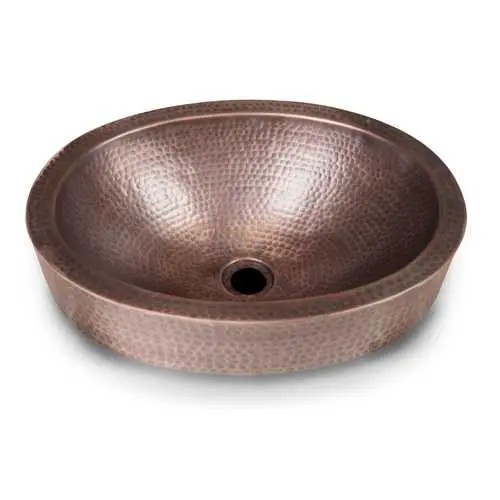 Oval Hammered Copper Bathroom Sink – Drop-In Or Vessel Installation 1