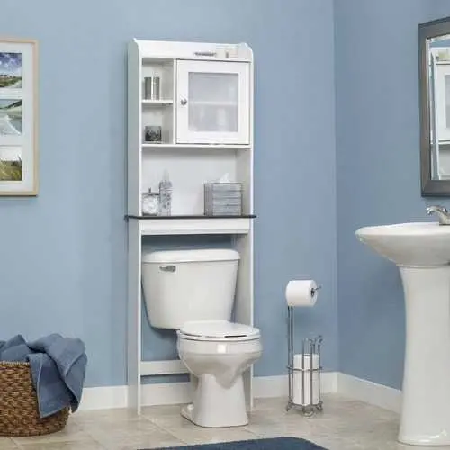 Over-Toilet Bathroom Cabinet – Space-Saving White Unit With Adjustable Shelves 1