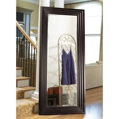 Oversized Floor-Length Mirror With Warm Espresso Wood Frame 1