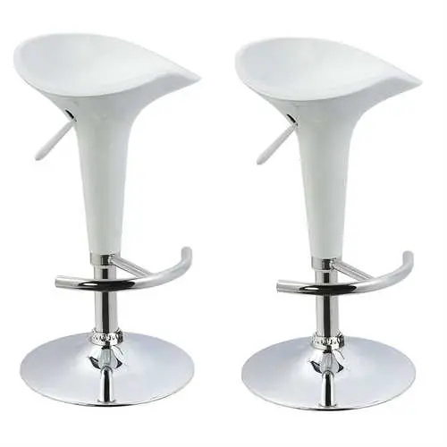 Pair Of Modern White Barstools With Adjustable Height Feature 1