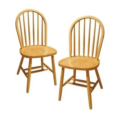 Pair Of Natural-Finish Solid Beech Dining Chairs 1