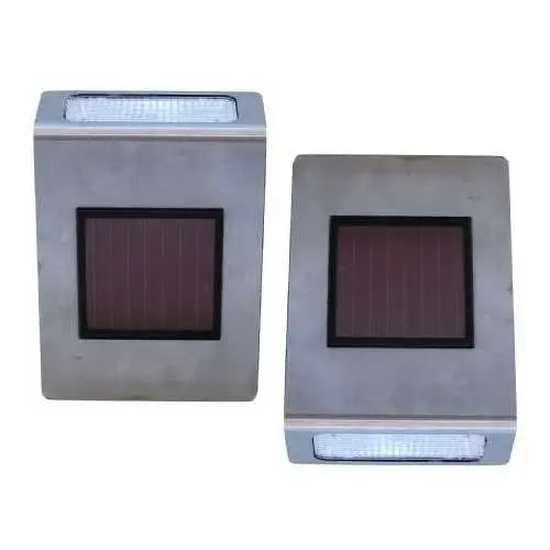 Pair Of Solar-Powered Stainless Steel Wall-Mounted Led Lights 1