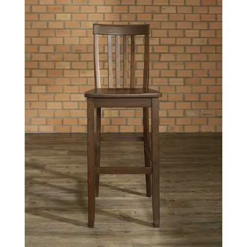 Pair Of Solid Hardwood Mahogany-Finished 30-Inch Bar Stools 1