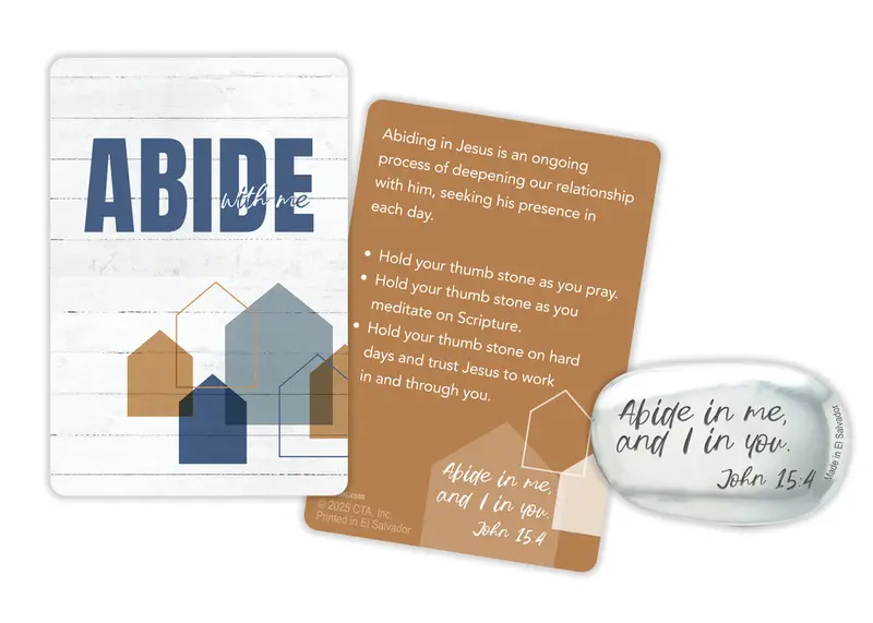 Pewter-Finish Thumb Stone With 'Abide With Me' Reminder Card 1