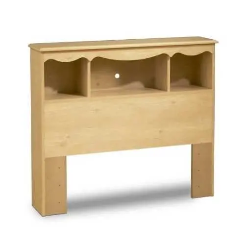 Pine-Finish Twin Bookcase Headboard With Integrated Shelf Storage 1