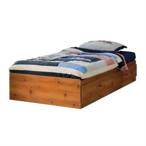 Pine-Finish Twin Platform Daybed With Built-In Storage Drawers 1
