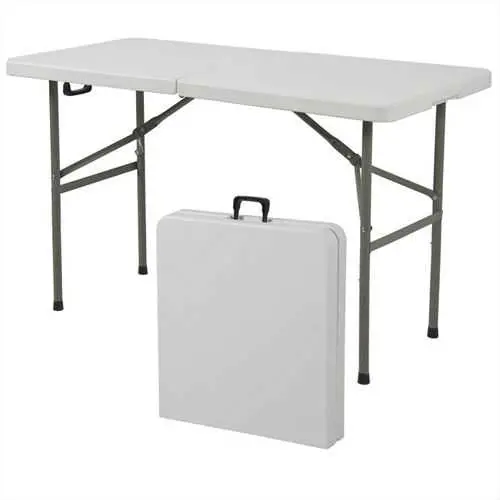 Portable 4-Foot Folding Center Table With Built-In Carry Handle For Versatile Use 1