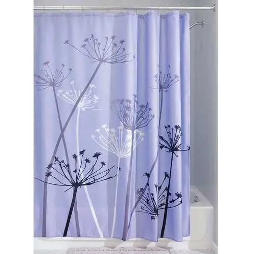 Purple Thistle Shower Curtain – Polyester Floral Bathroom Liner 1