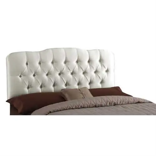 Queen Tufted Parchment Upholstered Headboard 1