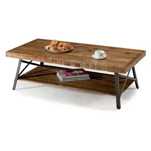 Reclaimed Wood And Metal Industrial-Style Coffee Table 1