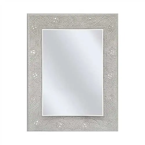 Rectangle Bathroom Mirror With Crystal Mosaic Floral Frame 1