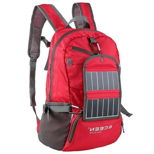 Red 3.25W Solar-Powered Backpack Charger For Phones And Tablets 1