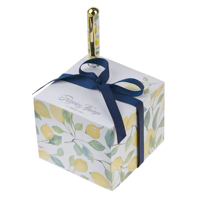 'Rejoice Always' Memo Note Block With Pen – 1 Thessalonians 5:16 Design 1
