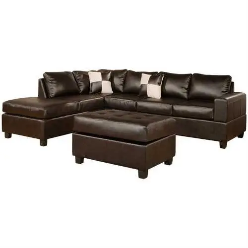 Reversible Faux Leather Sectional Sofa – Soft-Touch 3-Piece Living Room Set 1