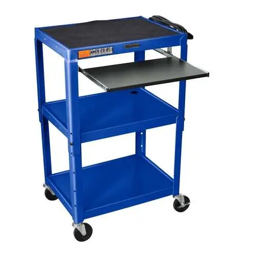Royal Blue Mobile Computer Workstation Cart With Adjustable Height 1