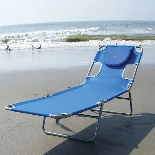 Rust-Resistant Steel Blue Chaise Lounge Chair – Beach & Patio Ready 1