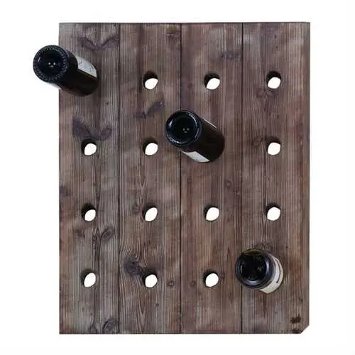 Rustic Wall-Mounted 16-Bottle Wood Wine Rack 1