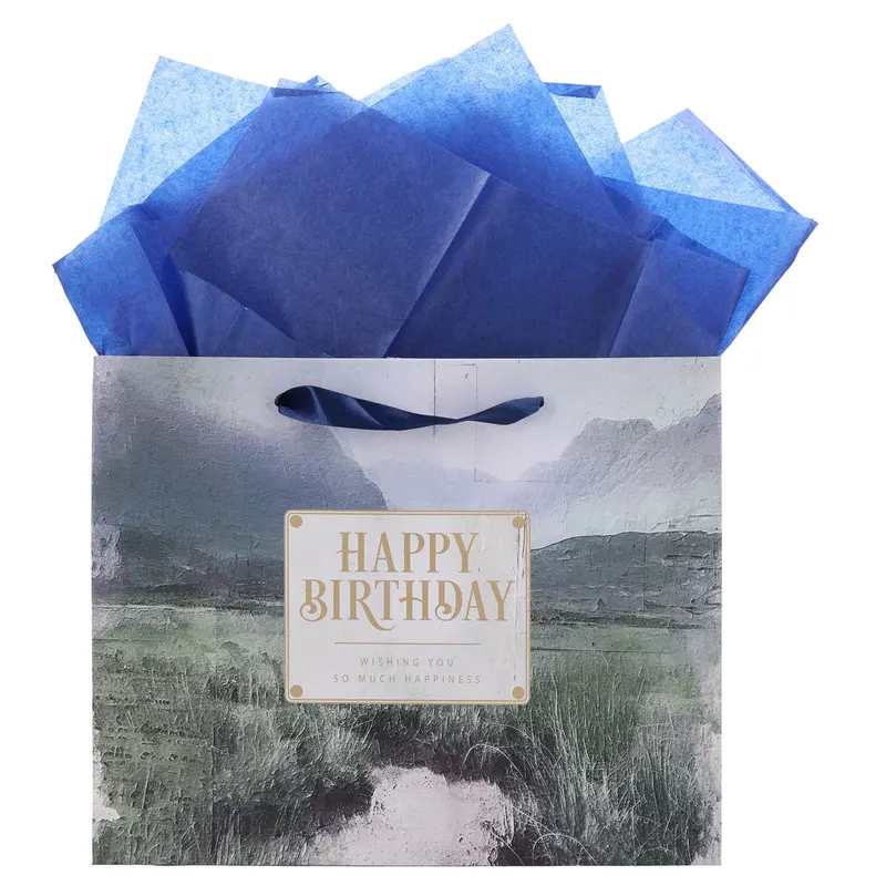 Scenic Valley Landscape Birthday Gift Bag With Complimentary Card 1