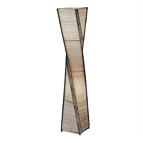 Sculptural Floor Lamp – Modern Twist Base With Beige Fabric Shade 1