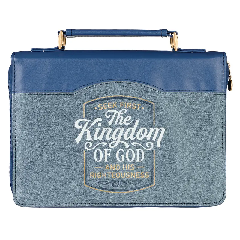 'Seek First The Kingdom Of God' Faux Leather Bible Bag – Matthew 6:33 Design 1