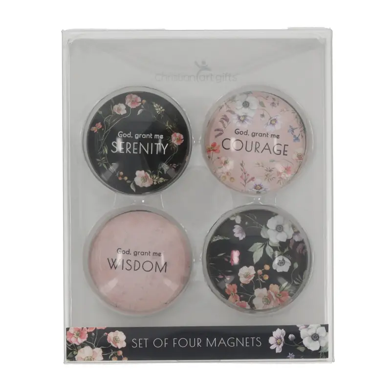 Serenity Prayer Glass Magnet Set – Four-Piece Inspirational Collection 1