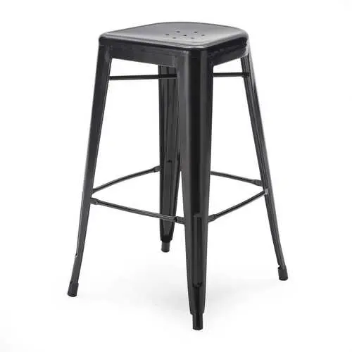 Set Of Two 30-Inch Modern Black Metal Bar Stools 1