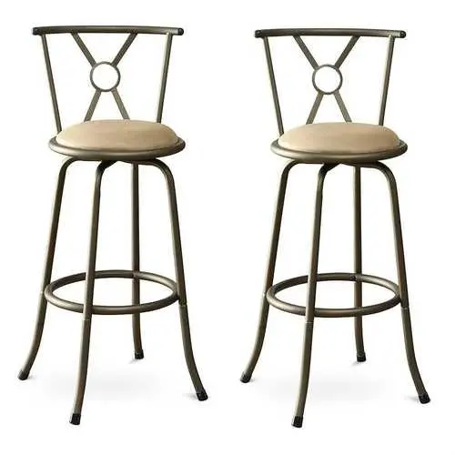 Set Of Two Adjustable Barstools – Padded Seats And Ergonomic Height Control 1