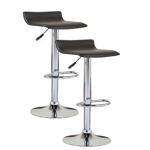 Set Of Two Black-And-Chrome Swivel Bar Stools 1