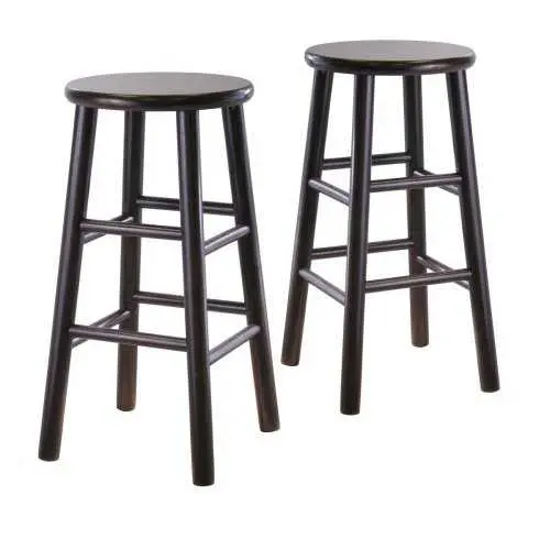 Set Of Two Espresso-Finish Backless Bar Stools – 24 Inch Height 1