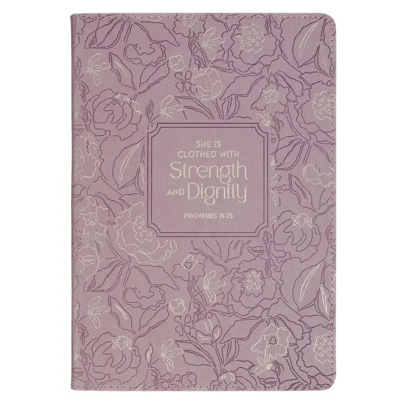'She Is Clothed With Strength And Dignity' Faux Leather Journal 1