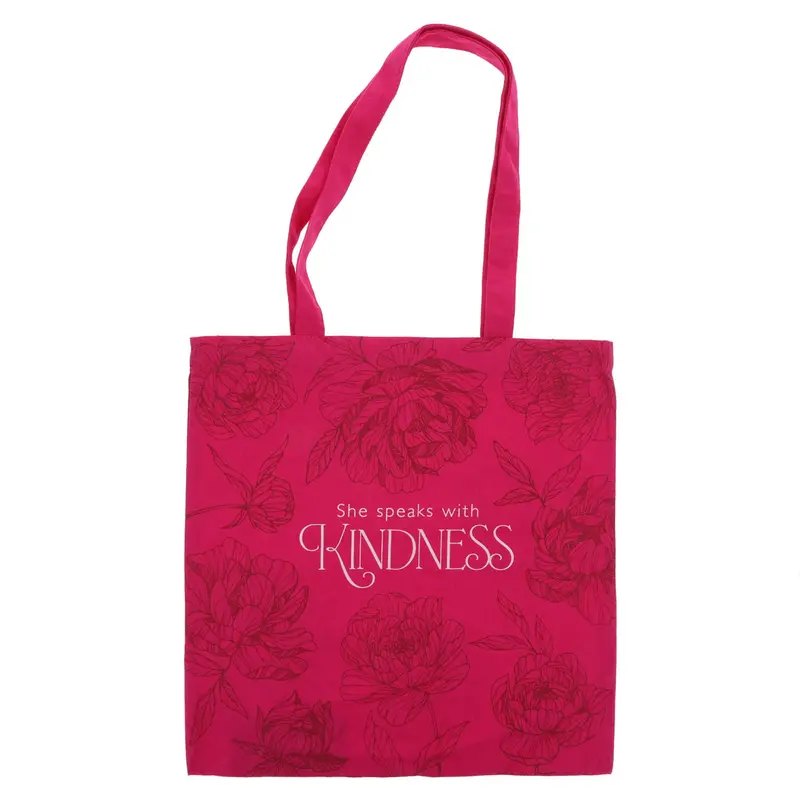 'She Speaks With Kindness' Stylish Canvas Carryall Tote 1