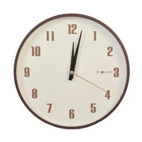 Silent Retro Wall Clock – Non-Ticking, Brown-And-White Vintage Design 1