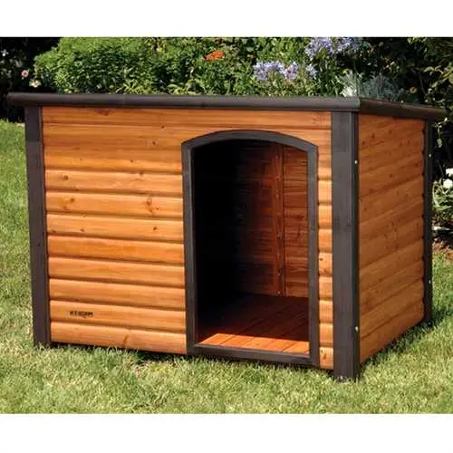 Slanted-Roof Solid Wood Outdoor Dog House – 33"L X 24"W X 22"H 1