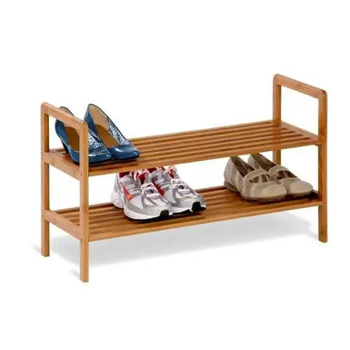 Slim Bamboo 2-Tier Shoe Rack – Space-Saving Storage For 6–8 Pairs 1