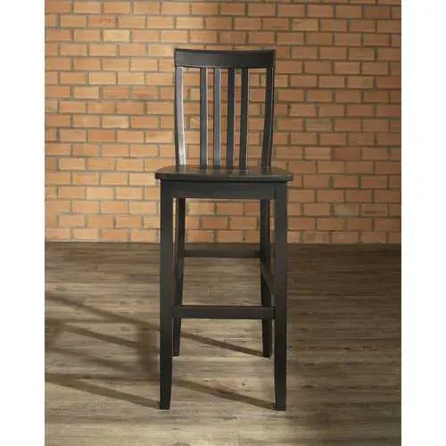 Solid Hardwood Bar Stools (Set Of 2) – 30" Black Finish, Rustic Modern Style 1