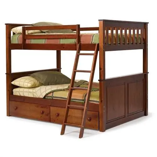 Solid Hardwood Full-Over-Full Bunk Bed In Chocolate Brown Finish 1