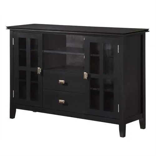 Solid Wood Tv Stand In Black – Fits Screens Up To 60 Inches, 35-Inch Height 1