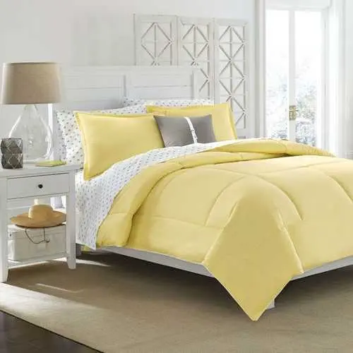 Solid Yellow Cotton Comforter For Full/Queen Beds – Ideal For Kids, Teens & Adults 1