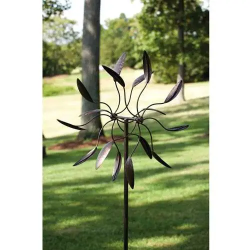 Spinning Wind Art Sculpture – Metallic Outdoor Garden Spinner For Patios 1