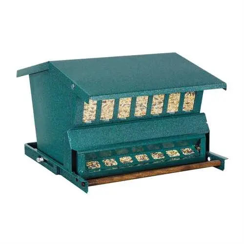 Squirrel-Resistant Green Steel Wild Bird Feeder With Hanging Hook 1