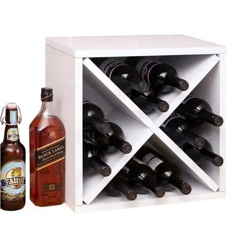 Stackable 12-Bottle Wine Rack – Sleek White Wood Construction 1